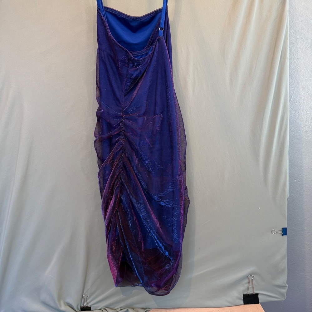 Y2K 90s Fairy Vintage Purple Pink Metallic Iridescent Maxi Dress NYE Sparkle
